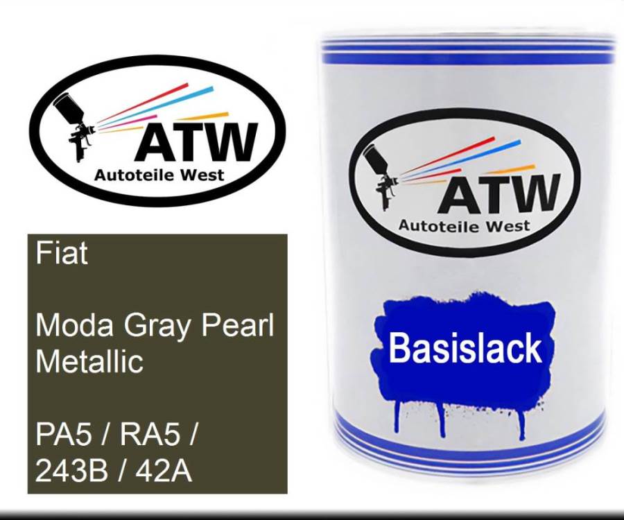 Fiat, Moda Gray Pearl Metallic, PA5 / RA5 / 243B / 42A: 500ml Lackdose, von ATW Autoteile West.